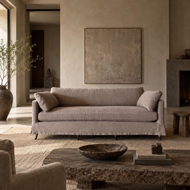 Bloom Home Inc Rudin Sofa in Fawn Stone Washed Linen A heavy 18 oz weighted linen, in a neutral flax linen. Our linen is...