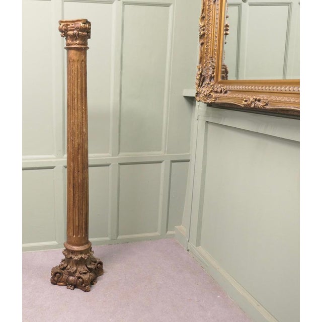French Carved Gilt Corinthian Column For Sale - Image 3 of 10