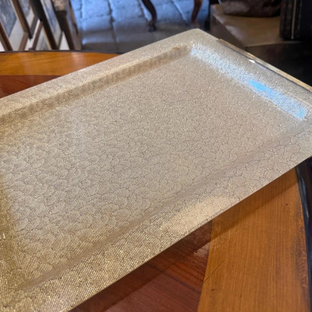1970s Mid-Century Modern Plexiglass and Gilt Metal Tray by Alberto Sordi For Sale - Image 11 of 17