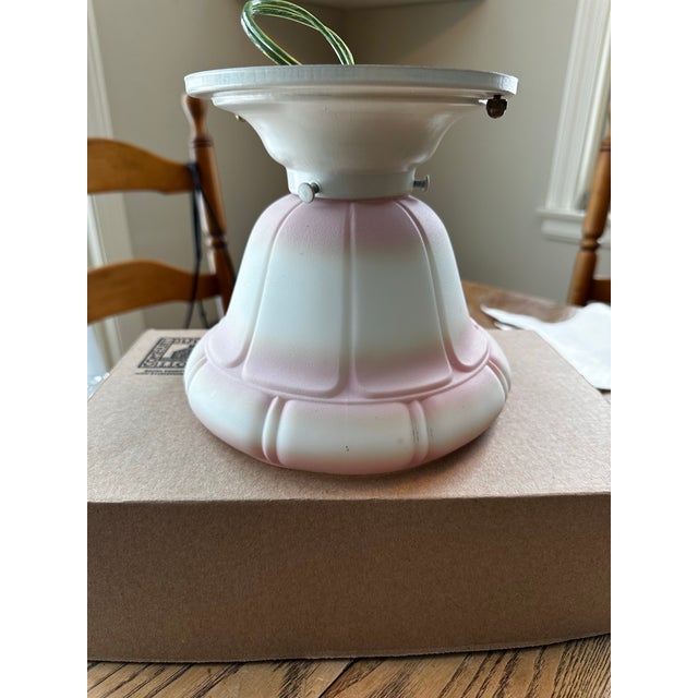 Old Lights On is please to offer this vintage shade with vintage white metal fixture. It is wired and ready to install. We...