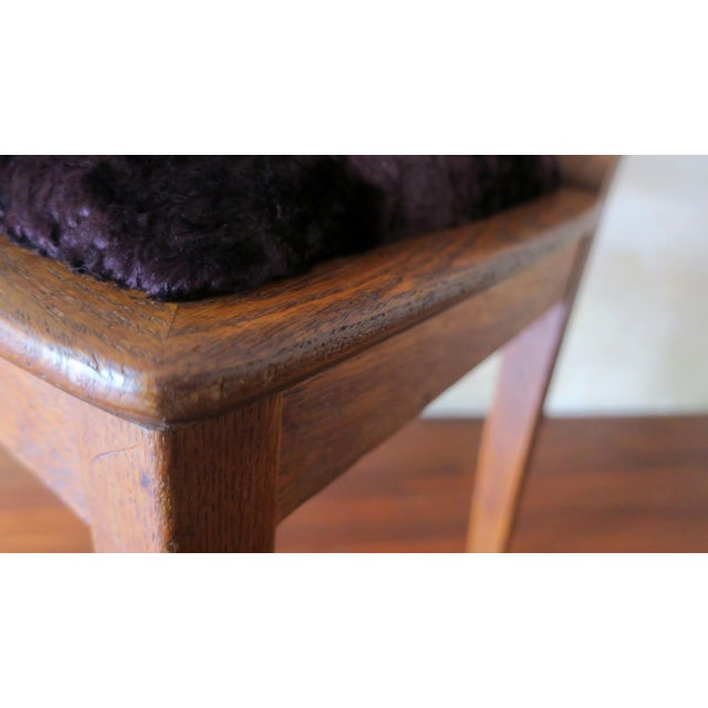 Art Nouveau Side Chair in Oak and Royal Purple Velvet, 1900s For Sale - Image 11 of 17