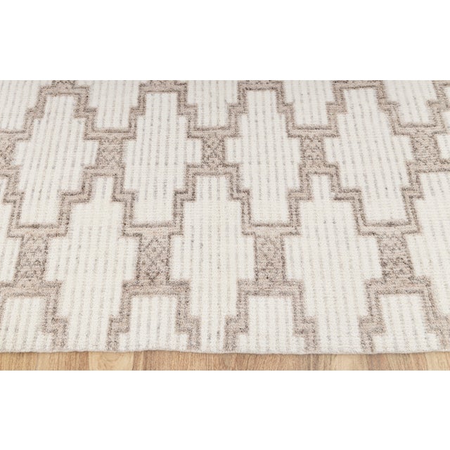 10x14Ft. Ivory White Wool Boho Inspired Hand Made Rug For Sale - Image 4 of 18