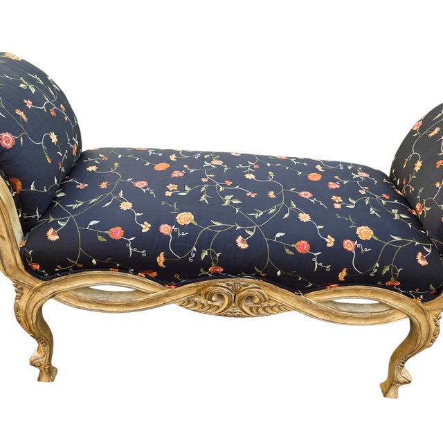 1990s Neoclassical Window Bench Scrolled Arm French Regency Design Source Louis XV For Sale - Image 9 of 18