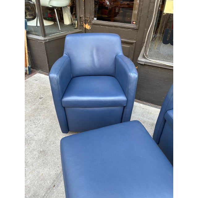 1990s Swiveling Leather Club Chairs & Ottoman by Schillig, Germany For Sale - Image 4 of 8