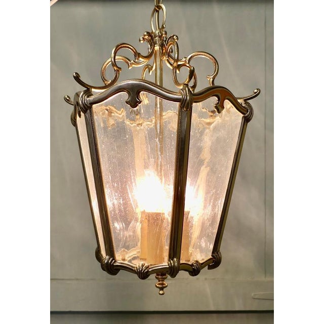 Metal Large French Rococo Style Brass Lantern, 1960 For Sale - Image 7 of 8