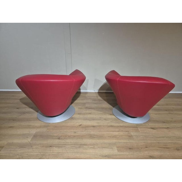 Set of Parabolica Armchairs in Red Leather from Leolux For Sale - Image 15 of 18