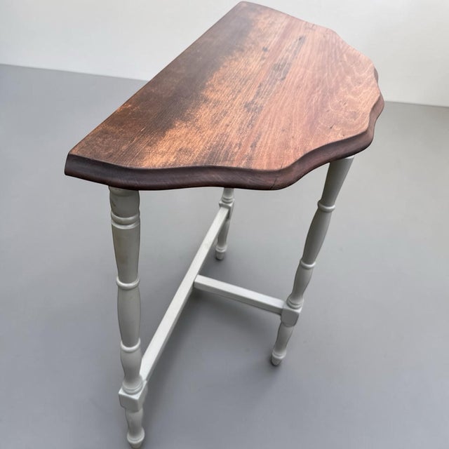 Vintage Hand-Refinished Solid Wood Accent Table With Sage Painted Base For Sale - Image 4 of 6