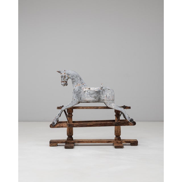 1900s French Wooden Rocking Horse For Sale - Image 4 of 18