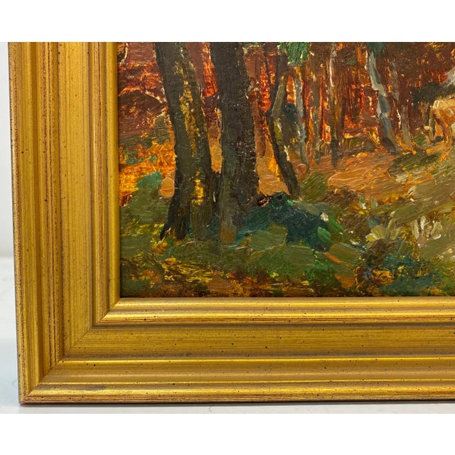 Early 20th Century Late 19th to Early 20th Century European Landscape W/ Cattle Oil Painting For Sale - Image 5 of 8