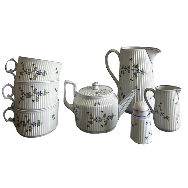 Tea Service in Porcelaine, 1890s, Set of 7 For Sale