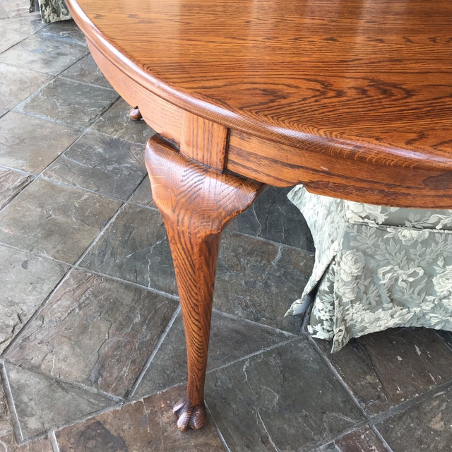 Oak Dining Table With Queen Anne Legs Chairish