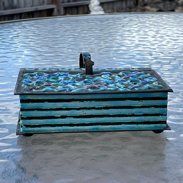 Asian Style Chinoserie Champleve Enamel Box For Sale - Image 4 of 6