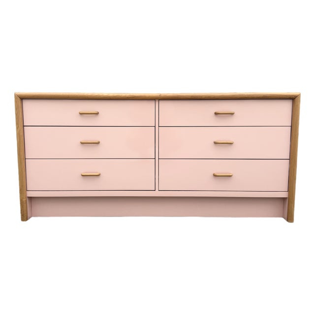 Postmodern Pink Gloss Laminate and Oak Dresser For Sale