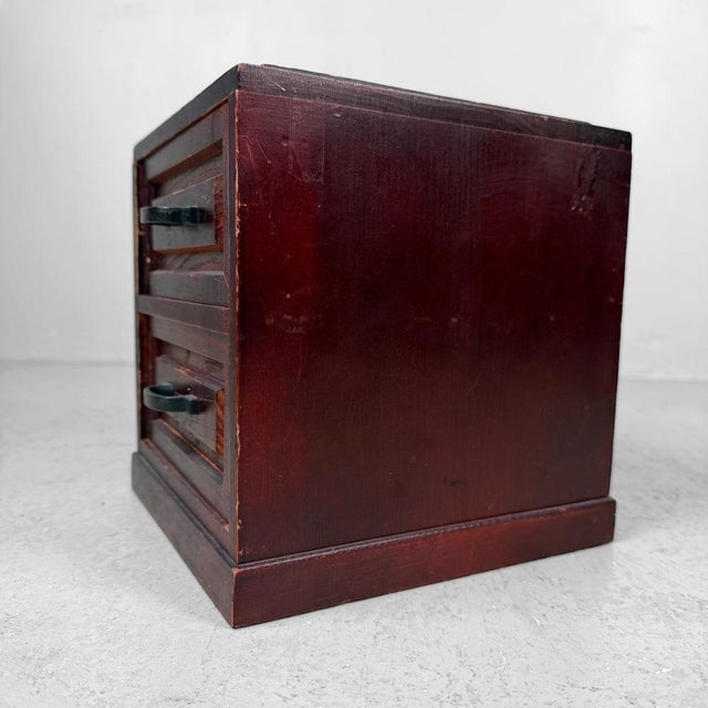 Vintage Japanese Mini Chest of Drawers in Reddish-Brown Wood, 1970s For Sale - Image 4 of 8