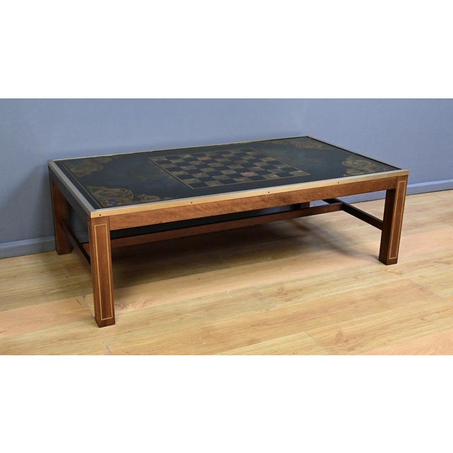 Mid-Century Modern Large 20th Century Mahogany Chessboard Coffee Table in the style of Jansen For Sale - Image 3 of 16