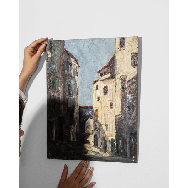 Early 20th Century French Oil on Canvas Townscape For Sale - Image 13 of 18