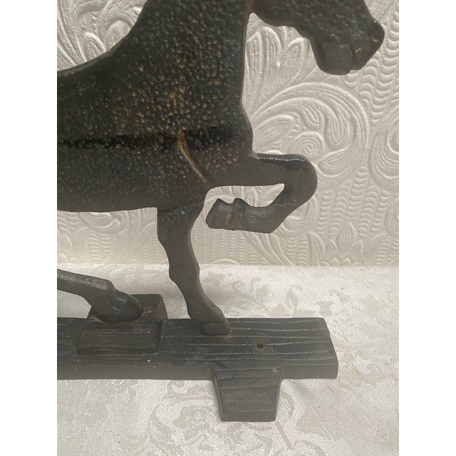 Vintage Hand Made Cast Iron Black Horse Weathervane Top For Sale - Image 4 of 12