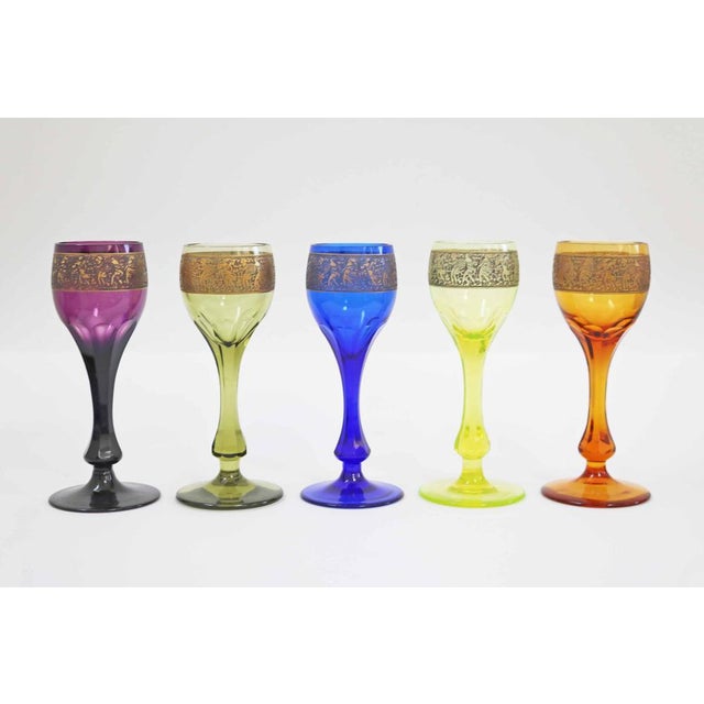 Art Deco Chalices by Ludwig Moser for Karlovy Vary, Former Czechoslovakia, 1920, Set of 5 For Sale - Image 14 of 14