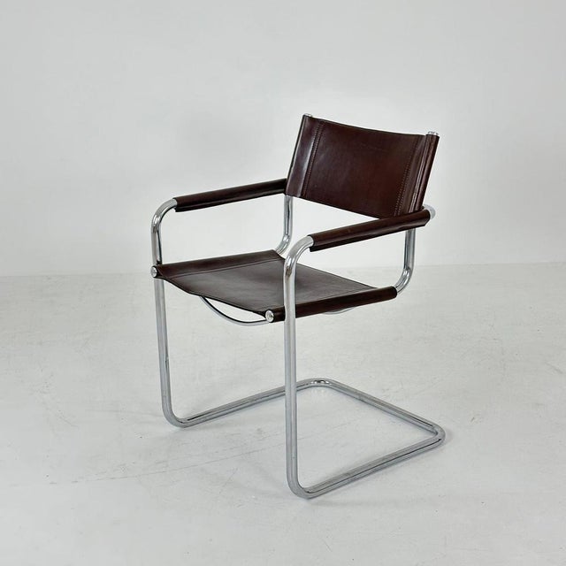Vintage B34 Dark Chocolate Leather Cantilevered Chair by Mart Stam for Jox Interni, 1980s For Sale - Image 11 of 11