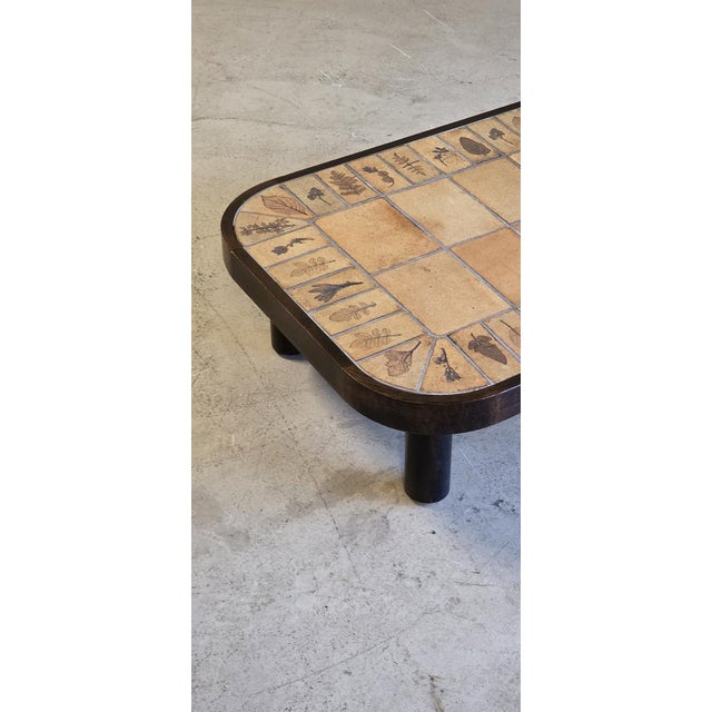 Khaki Herbarium Oval Coffee Table by Roger Capron, 1970s For Sale - Image 8 of 12