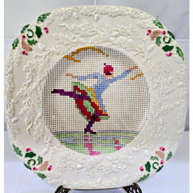 English Mason’s Ironstone Sampler Needlepoint Sporting Plates With Embossed Floral Borders, Set of 6, Circa 1930 For Sale - Image 13 of 18