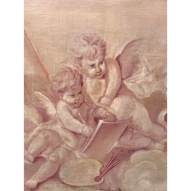 Putti, 19th Century, Oil Paintings on Canvas, Set of 2 For Sale - Image 9 of 18