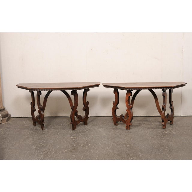19th Century Italian Halved-Octagon Lyre Leg Consoles For Sale - Image 12 of 12