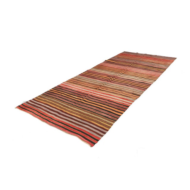 Traditional Mid 20th Century Vintage Striped Turkish Kilim Rug For Sale - Image 3 of 7