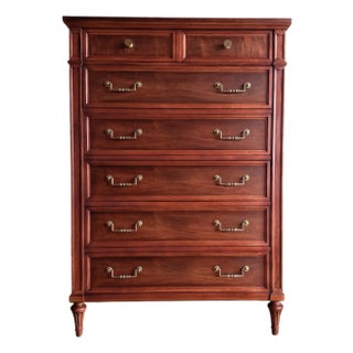 Henredon Walnut & Oak Mid-Century Tallboy Dresser – Refinishe For Sale
