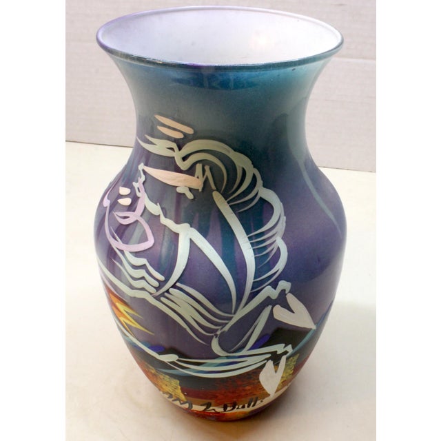 Ceramic Signed Sam 2 Bulls – Oglala Lakota Sioux Hand-Painted Art Vase For Sale - Image 7 of 16