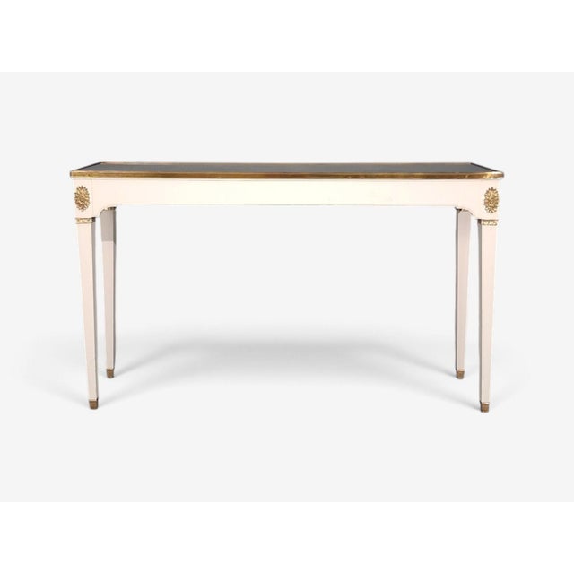 Maison Jansen Style, Console Table, White Painted Wood, Mirror, France, 1970s For Sale - Image 16 of 16