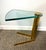 Leon Rosen Attributed to Leon Rosen Brass and Glass Wedge Drink Table 1970’s For Sale - Image 4 of 9