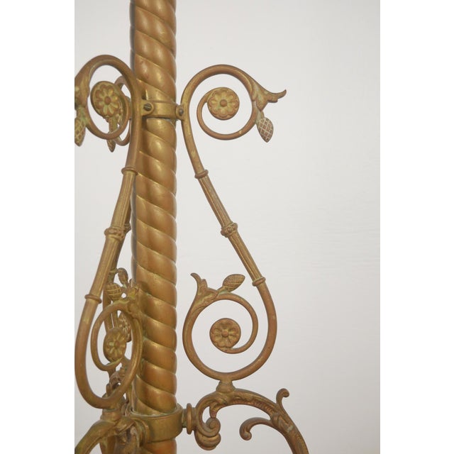 Metal Mid 20th Century Victorian Brass 7 Arm Floor Candelabra Lamp For Sale - Image 7 of 13