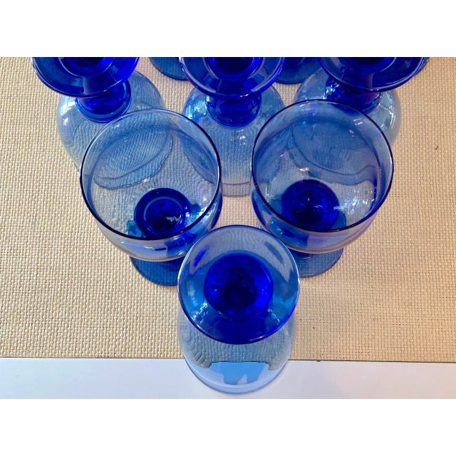 Libbey Cobalt Blue Glasses - Set of 10 For Sale - Image 9 of 11
