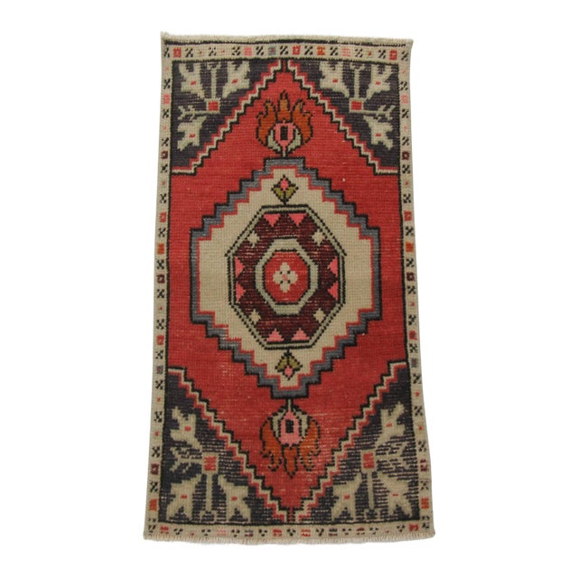 Vintage Mini Wool Rug For Sale