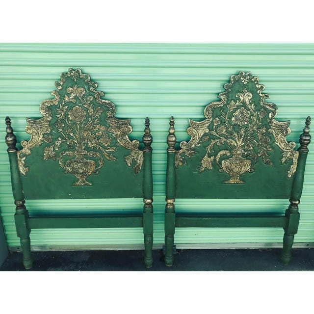 Wood 1930s Hand Crafted Italian Filigree Twin Headboards - A Pair For Sale - Image 7 of 9