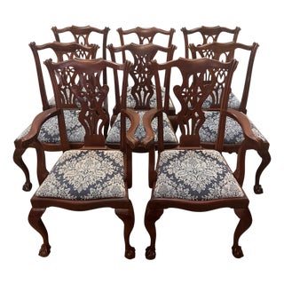 Vintage Wellington Hall Chippendale Style Mahogany Dining Chairs - Set of 8 For Sale