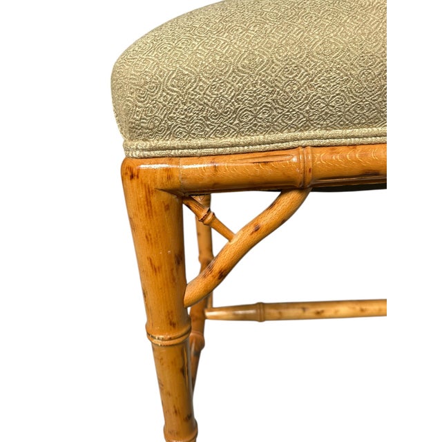 Textile Mid-20th Century Chinese Chippendale Faux Bamboo Stool For Sale - Image 7 of 8