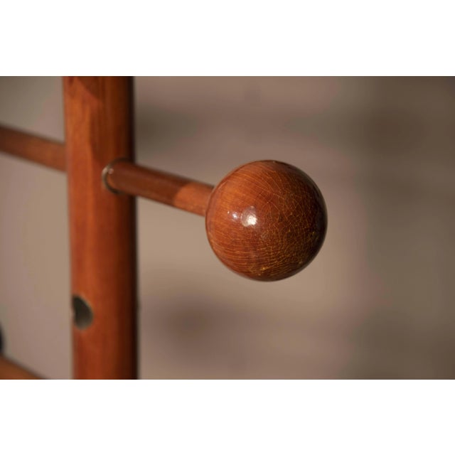 Floor Ceiling Hangers with Spherical Elements in Walnut, 1970s, Set of 2 For Sale - Image 6 of 13