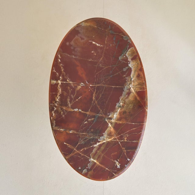 Italian Oval Onyx Coffee Table with Brass Base, 1950s For Sale - Image 4 of 10