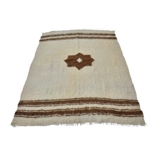 Vintage Oushak White Blanket Rug For Sale