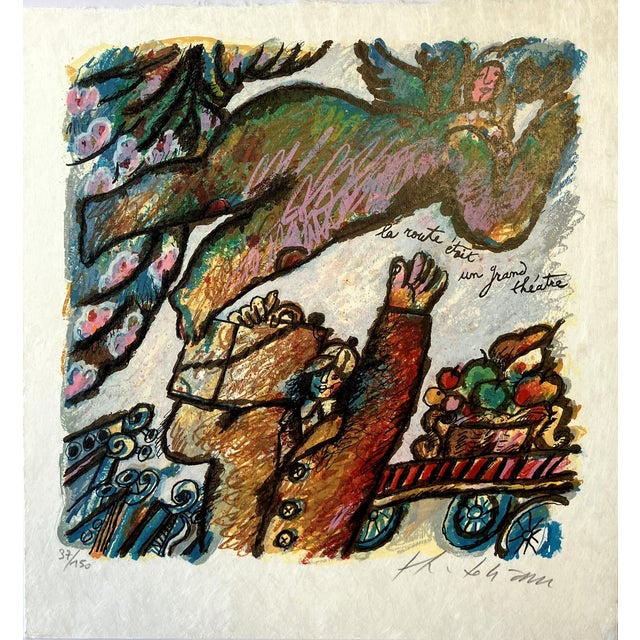 Theo Tobiasse, The Road Was a Grand Theater, Lithograph on Japanese Paper For Sale