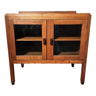 Vintage Late Amsterdam School Oak Display Cabinet, The Netherlands, 1930s For Sale