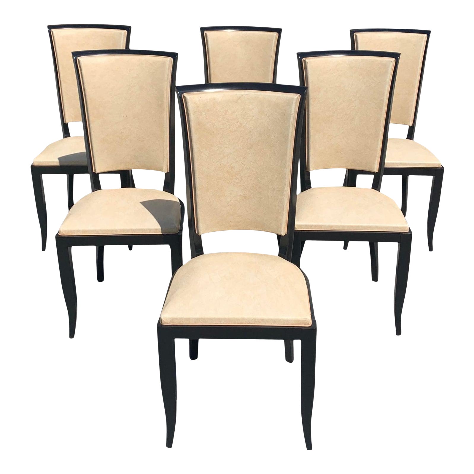 1940s Vintage French Art Deco Dining Chairs Set Of 6 Chairish