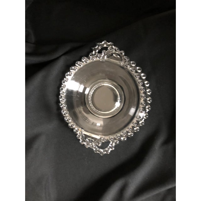 Vintage Candlewick Glass Handled Mayonnaise Sauce Bowl & Plate For Sale - Image 4 of 6