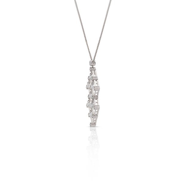 2020s 2 Carat Tw Diamond Dangling Platinum Pendant Necklace For Sale - Image 5 of 8