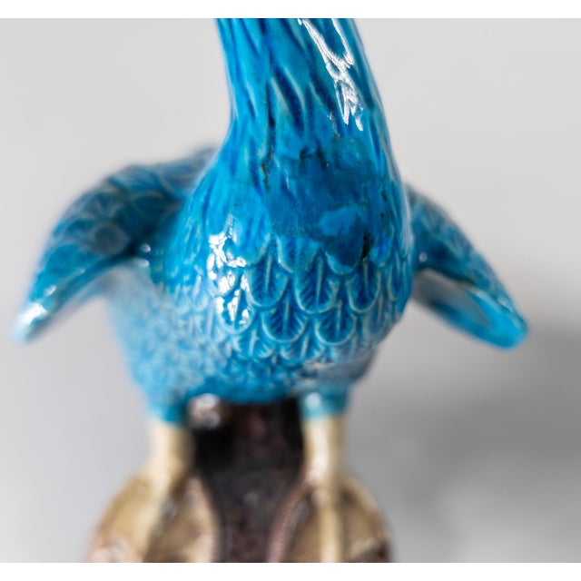 20th Century Pair of Chinese Turquoise Blue Glazed Chinoiserie Ducks or Geese For Sale - Image 13 of 13