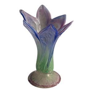 Vintage Art Glass Six Petal Vase