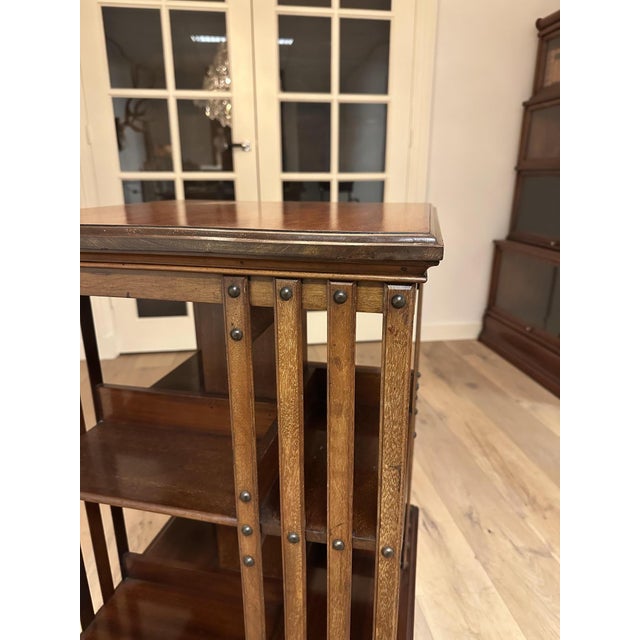 Antique Revolving Bookcase in Mahogany, 1890s For Sale - Image 4 of 10