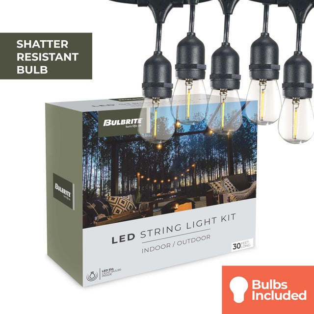 2020s Bulbrite 30-foot String Light Kit with Clear Shatter Resistant Vintage Style S14 LED Light Bulbs For Sale - Image 5 of 5